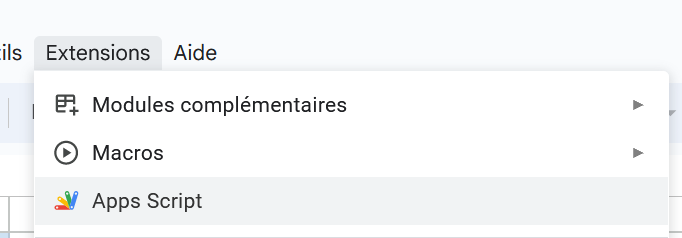 Extension > Apps Script