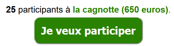 Indicateurs de la cagnotte et bouton de redirection